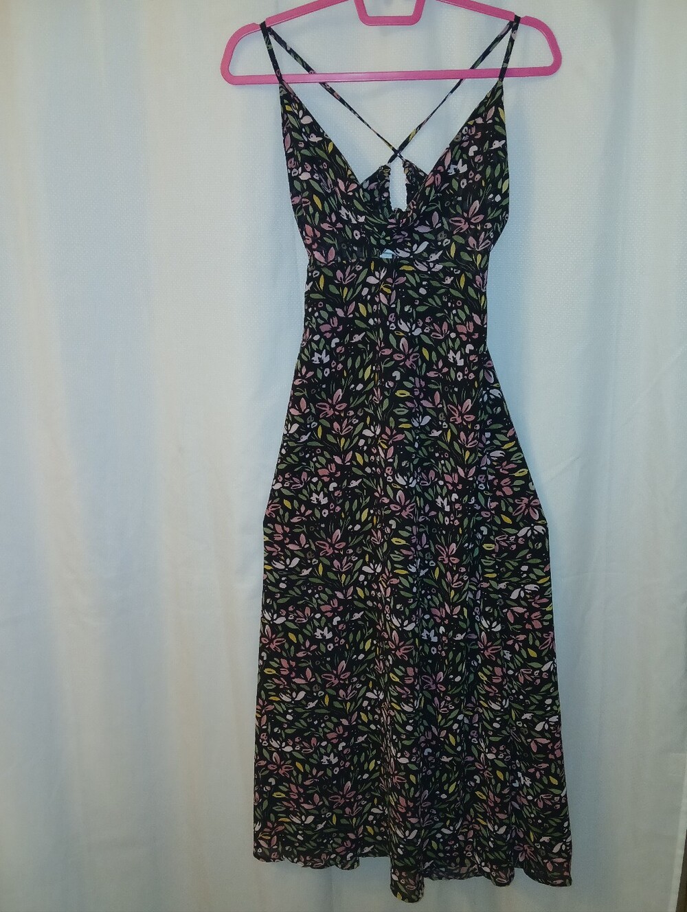 ZAFUL Black Floral Flowy Summer Dress w/ Multicolored Flowers & Straps Size S/4